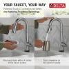 imageDelta Essa Brushed Nickel Bar Sink Faucet with Pull Down Sprayer Modern Single Hole Prep Sink Faucet Single Handle Arctic Stainless 9913ARDSTArctic Stainless