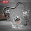 imageDelta Essa Brushed Nickel Bar Sink Faucet with Pull Down Sprayer Modern Single Hole Prep Sink Faucet Single Handle Arctic Stainless 9913ARDSTArctic Stainless