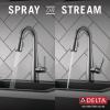 imageDelta Essa Brushed Nickel Bar Sink Faucet with Pull Down Sprayer Modern Single Hole Prep Sink Faucet Single Handle Arctic Stainless 9913ARDSTArctic Stainless