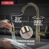 imageDelta Essa Brushed Nickel Bar Sink Faucet with Pull Down Sprayer Modern Single Hole Prep Sink Faucet Single Handle Arctic Stainless 9913ARDSTChampagne Bronze
