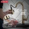 imageDelta Essa Brushed Nickel Bar Sink Faucet with Pull Down Sprayer Modern Single Hole Prep Sink Faucet Single Handle Arctic Stainless 9913ARDSTChampagne Bronze