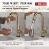 imageDelta Essa Brushed Nickel Bar Sink Faucet with Pull Down Sprayer Modern Single Hole Prep Sink Faucet Single Handle Arctic Stainless 9913ARDSTChampagne Bronze