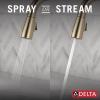 imageDelta Essa Brushed Nickel Bar Sink Faucet with Pull Down Sprayer Modern Single Hole Prep Sink Faucet Single Handle Arctic Stainless 9913ARDSTChampagne Bronze