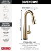 imageDelta Essa Brushed Nickel Bar Sink Faucet with Pull Down Sprayer Modern Single Hole Prep Sink Faucet Single Handle Arctic Stainless 9913ARDSTChampagne Bronze