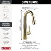imageDelta Essa Brushed Nickel Bar Sink Faucet with Pull Down Sprayer Modern Single Hole Prep Sink Faucet Single Handle Arctic Stainless 9913ARDSTChampagne Bronze