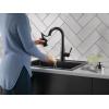 imageDelta Essa Brushed Nickel Bar Sink Faucet with Pull Down Sprayer Modern Single Hole Prep Sink Faucet Single Handle Arctic Stainless 9913ARDSTMatte Black