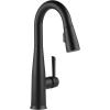 imageDelta Essa Brushed Nickel Bar Sink Faucet with Pull Down Sprayer Modern Single Hole Prep Sink Faucet Single Handle Arctic Stainless 9913ARDSTMatte Black