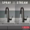 imageDelta Essa Brushed Nickel Bar Sink Faucet with Pull Down Sprayer Modern Single Hole Prep Sink Faucet Single Handle Arctic Stainless 9913ARDSTVenetian Bronze