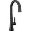 imageDelta Faucet Monrovia Matte Black Bar Faucet with Pull Down Sprayer Black Bar Sink Faucet Single Hole Wet Bar Faucets Single Hole Prep Sink Faucet Black Kitchen Faucet Matte Black 9991BLDSTMatte Black