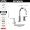imageDelta Nicoli Brushed Gold Bathroom Faucet with Sprayer 8 Inch 3 Hole Widespread Bathroom Sink Faucet with Pull Out Sprayer PushPop Drain Champagne Bronze 35749LFCZPDChrome