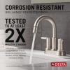 imageDelta Nicoli PullDown Centerset Bathroom Faucet Matte Black High Arc 3Hole Bathroom Sink Faucet with Sprayer PushPop Drain Assembly Matte Black 25749LFBLPDStainless