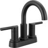 imageDelta Nicoli PullDown Centerset Bathroom Faucet Matte Black High Arc 3Hole Bathroom Sink Faucet with Sprayer PushPop Drain Assembly Matte Black 25749LFBLPDMatte Black