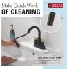 imageDelta Nicoli PullDown Centerset Bathroom Faucet Matte Black High Arc 3Hole Bathroom Sink Faucet with Sprayer PushPop Drain Assembly Matte Black 25749LFBLPDMatte BlackChampagne Bronze
