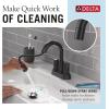 imageDelta Nicoli PullDown Centerset Bathroom Faucet Matte Black High Arc 3Hole Bathroom Sink Faucet with Sprayer PushPop Drain Assembly Matte Black 25749LFBLPDMatte Black