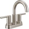 imageDelta Nicoli PullDown Centerset Bathroom Faucet Matte Black High Arc 3Hole Bathroom Sink Faucet with Sprayer PushPop Drain Assembly Matte Black 25749LFBLPDStainless