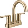 imageDelta Nicoli PullDown Centerset Bathroom Faucet Matte Black High Arc 3Hole Bathroom Sink Faucet with Sprayer PushPop Drain Assembly Matte Black 25749LFBLPDChampagne Bronze