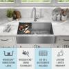 imageDelta Rivet 27 Inch Black Stainless Steel Undermount 16 Gauge Workstation Kitchen Sink Single Bowl in PVD Gunmetal Finish with WorkFlow Ledge and Accessories 95B903127SGSStainless Steel