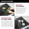 imageDelta Rivet 27 Inch Black Stainless Steel Undermount 16 Gauge Workstation Kitchen Sink Single Bowl in PVD Gunmetal Finish with WorkFlow Ledge and Accessories 95B903127SGSGunmetal