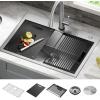 imageDelta Rivet 27 Inch Black Stainless Steel Undermount 16 Gauge Workstation Kitchen Sink Single Bowl in PVD Gunmetal Finish with WorkFlow Ledge and Accessories 95B903127SGSStainless Steel