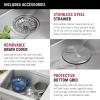imageDelta Rivet 27 Inch Black Stainless Steel Undermount 16 Gauge Workstation Kitchen Sink Single Bowl in PVD Gunmetal Finish with WorkFlow Ledge and Accessories 95B903127SGSStainless Steel