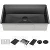 imageDelta Rivet 27 Inch Black Stainless Steel Undermount 16 Gauge Workstation Kitchen Sink Single Bowl in PVD Gunmetal Finish with WorkFlow Ledge and Accessories 95B903127SGSGunmetal