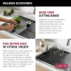 imageDelta Rivet 27 Inch Black Stainless Steel Undermount 16 Gauge Workstation Kitchen Sink Single Bowl in PVD Gunmetal Finish with WorkFlow Ledge and Accessories 95B903127SGSStainless Steel