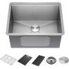 imageDelta Rivet 27 Inch Black Stainless Steel Undermount 16 Gauge Workstation Kitchen Sink Single Bowl in PVD Gunmetal Finish with WorkFlow Ledge and Accessories 95B903127SGSStainless Steel