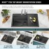 imageDelta Rivet 27 Inch Black Stainless Steel Undermount 16 Gauge Workstation Kitchen Sink Single Bowl in PVD Gunmetal Finish with WorkFlow Ledge and Accessories 95B903127SGSGunmetal