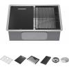 imageDelta Rivet 27 Inch Black Stainless Steel Undermount 16 Gauge Workstation Kitchen Sink Single Bowl in PVD Gunmetal Finish with WorkFlow Ledge and Accessories 95B903127SGSStainless Steel