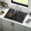 imageDelta Rivet 27 Inch Black Stainless Steel Undermount 16 Gauge Workstation Kitchen Sink Single Bowl in PVD Gunmetal Finish with WorkFlow Ledge and Accessories 95B903127SGSGunmetal