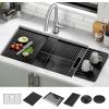 imageDelta Rivet 27 Inch Black Stainless Steel Undermount 16 Gauge Workstation Kitchen Sink Single Bowl in PVD Gunmetal Finish with WorkFlow Ledge and Accessories 95B903127SGSGunmetal
