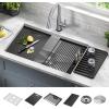 imageDelta Rivet 27 Inch Black Stainless Steel Undermount 16 Gauge Workstation Kitchen Sink Single Bowl in PVD Gunmetal Finish with WorkFlow Ledge and Accessories 95B903127SGSStainless Steel