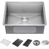 imageDelta Rivet 27 Inch Black Stainless Steel Undermount 16 Gauge Workstation Kitchen Sink Single Bowl in PVD Gunmetal Finish with WorkFlow Ledge and Accessories 95B903127SGSStainless Steel
