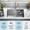 imageDelta Rivet 27 Inch Black Stainless Steel Undermount 16 Gauge Workstation Kitchen Sink Single Bowl in PVD Gunmetal Finish with WorkFlow Ledge and Accessories 95B903127SGSStainless Steel
