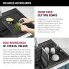 imageDelta Rivet 27 Inch Black Stainless Steel Undermount 16 Gauge Workstation Kitchen Sink Single Bowl in PVD Gunmetal Finish with WorkFlow Ledge and Accessories 95B903127SGSGunmetal
