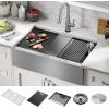 imageDelta Rivet 27 Inch Black Stainless Steel Undermount 16 Gauge Workstation Kitchen Sink Single Bowl in PVD Gunmetal Finish with WorkFlow Ledge and Accessories 95B903127SGSStainless Steel