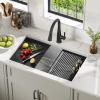 imageDelta Rivet 27 Inch Black Stainless Steel Undermount 16 Gauge Workstation Kitchen Sink Single Bowl in PVD Gunmetal Finish with WorkFlow Ledge and Accessories 95B903127SGSStainless Steel