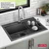 imageDelta Rivet 27 Inch Black Stainless Steel Undermount 16 Gauge Workstation Kitchen Sink Single Bowl in PVD Gunmetal Finish with WorkFlow Ledge and Accessories 95B903127SGSGunmetal
