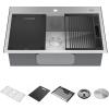 imageDelta Rivet 27 Inch Black Stainless Steel Undermount 16 Gauge Workstation Kitchen Sink Single Bowl in PVD Gunmetal Finish with WorkFlow Ledge and Accessories 95B903127SGSStainless Steel