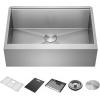 imageDelta Rivet 27 Inch Black Stainless Steel Undermount 16 Gauge Workstation Kitchen Sink Single Bowl in PVD Gunmetal Finish with WorkFlow Ledge and Accessories 95B903127SGSStainless Steel