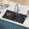 imageDelta Rivet 27 Inch Black Stainless Steel Undermount 16 Gauge Workstation Kitchen Sink Single Bowl in PVD Gunmetal Finish with WorkFlow Ledge and Accessories 95B903127SGSGunmetal
