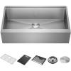 imageDelta Rivet 27 Inch Black Stainless Steel Undermount 16 Gauge Workstation Kitchen Sink Single Bowl in PVD Gunmetal Finish with WorkFlow Ledge and Accessories 95B903127SGSStainless Steel