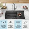 imageDelta Rivet 27 Inch Black Stainless Steel Undermount 16 Gauge Workstation Kitchen Sink Single Bowl in PVD Gunmetal Finish with WorkFlow Ledge and Accessories 95B903127SGSGunmetal