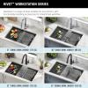 imageDelta Rivet 27 Inch Black Stainless Steel Undermount 16 Gauge Workstation Kitchen Sink Single Bowl in PVD Gunmetal Finish with WorkFlow Ledge and Accessories 95B903127SGSStainless Steel