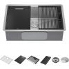 imageDelta Rivet 27 Inch Black Stainless Steel Undermount 16 Gauge Workstation Kitchen Sink Single Bowl in PVD Gunmetal Finish with WorkFlow Ledge and Accessories 95B903127SGSStainless Steel