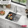 imageDelta Rivet 27 Inch Black Stainless Steel Undermount 16 Gauge Workstation Kitchen Sink Single Bowl in PVD Gunmetal Finish with WorkFlow Ledge and Accessories 95B903127SGSStainless Steel