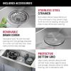 imageDelta Rivet 27 Inch Black Stainless Steel Undermount 16 Gauge Workstation Kitchen Sink Single Bowl in PVD Gunmetal Finish with WorkFlow Ledge and Accessories 95B903127SGSStainless Steel