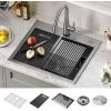 imageDelta Rivet 27 Inch Black Stainless Steel Undermount 16 Gauge Workstation Kitchen Sink Single Bowl in PVD Gunmetal Finish with WorkFlow Ledge and Accessories 95B903127SGSStainless Steel