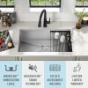 imageDelta Rivet 27 Inch Black Stainless Steel Undermount 16 Gauge Workstation Kitchen Sink Single Bowl in PVD Gunmetal Finish with WorkFlow Ledge and Accessories 95B903127SGSStainless Steel