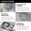 imageDelta Rivet 27 Inch Black Stainless Steel Undermount 16 Gauge Workstation Kitchen Sink Single Bowl in PVD Gunmetal Finish with WorkFlow Ledge and Accessories 95B903127SGSStainless Steel